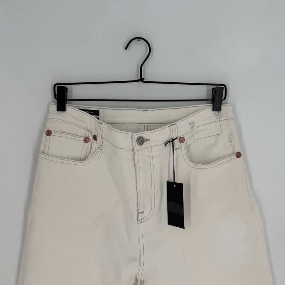 R13 Shelley Slim Japanese Denim High Rise Tapered Leg Jeans In Bale White